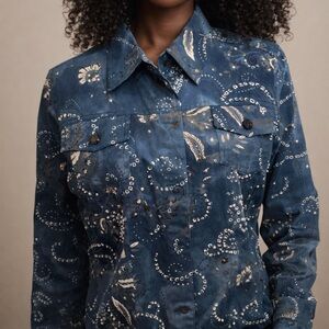 KEREN hart Blue and White Patterned Jacket